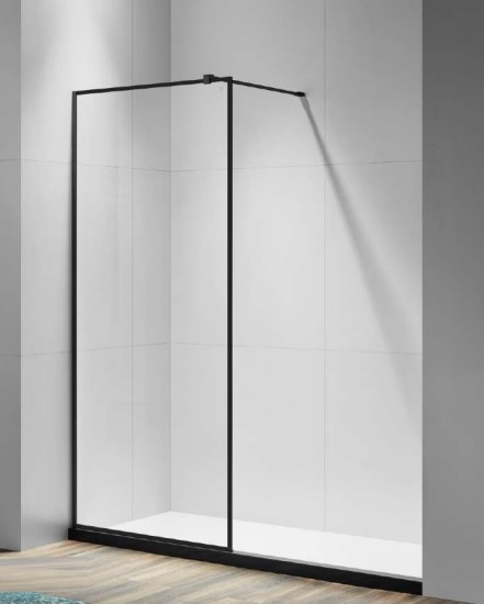 SEMI FRAMELESS SHOWER SCREEN: Glass Thickness 6mm Height 2000mm Rectangular Stabilizer Bar 1200mm